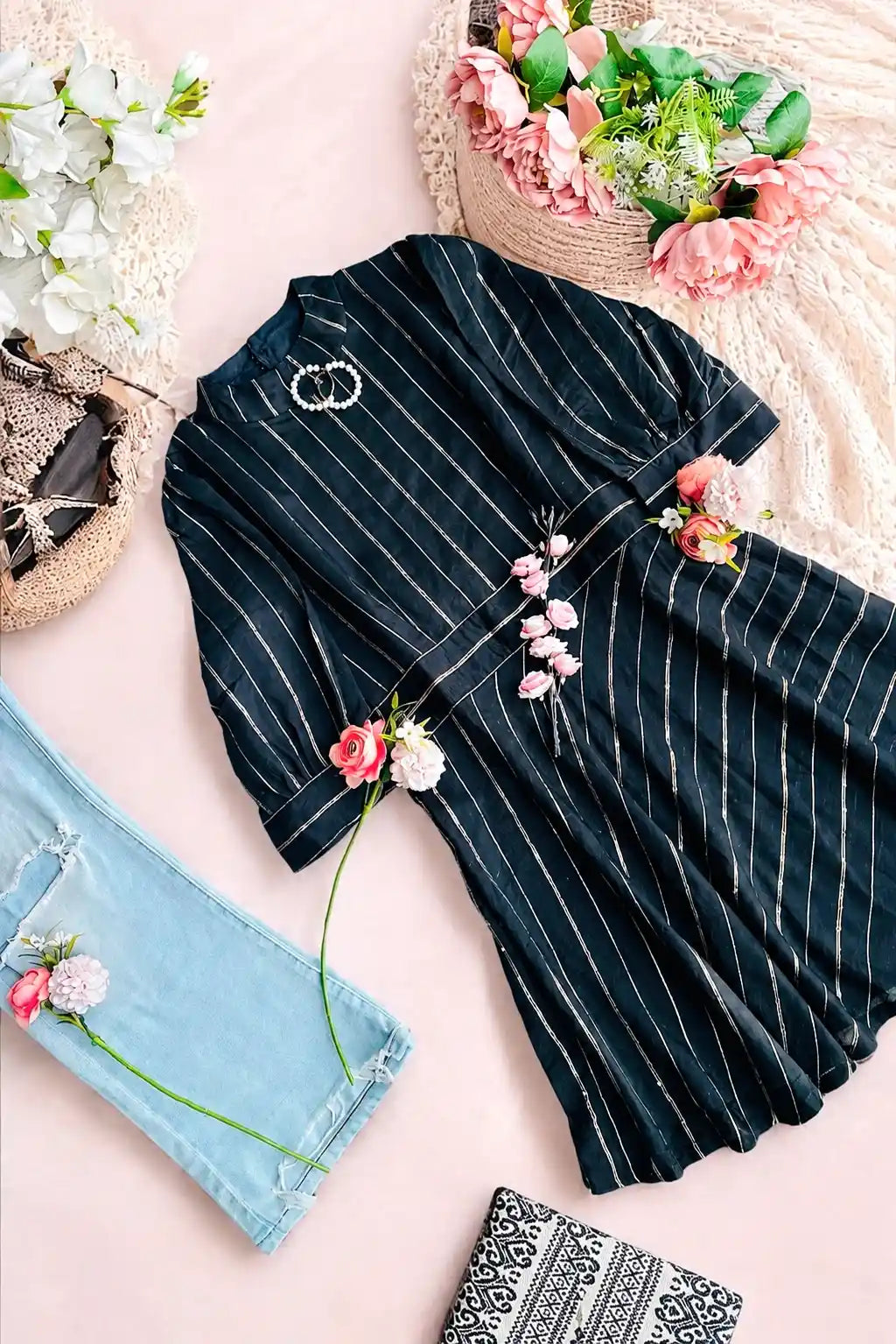 Smoky Black Gulnaz Peplum Top