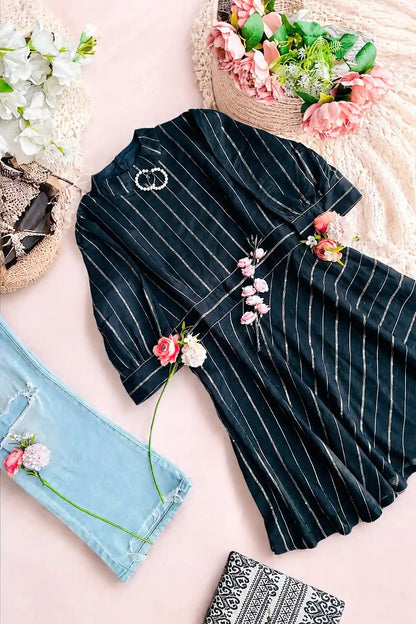Smoky Black Gulnaz Peplum Top
