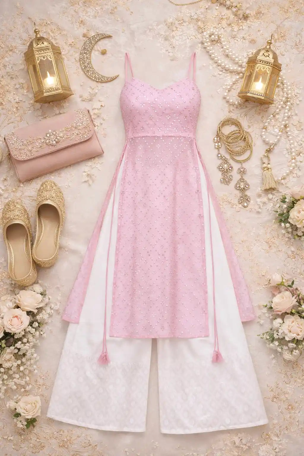 Gulnaz Pink Hand Embellished Kurta