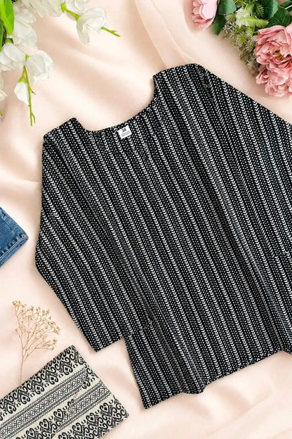 Classic Black Stripe Short Kurta