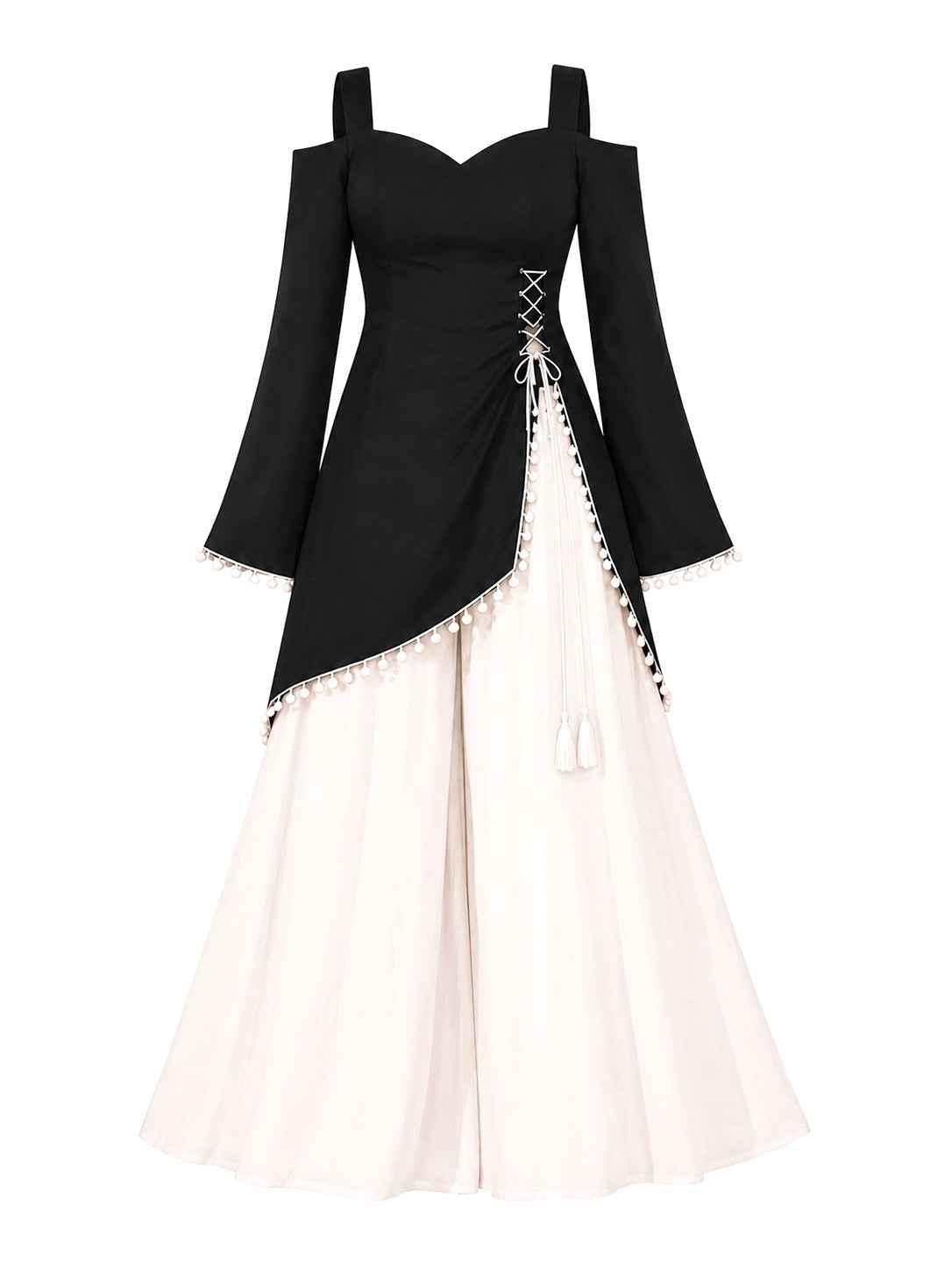 Black Sweetheart Neck Corset Kurti