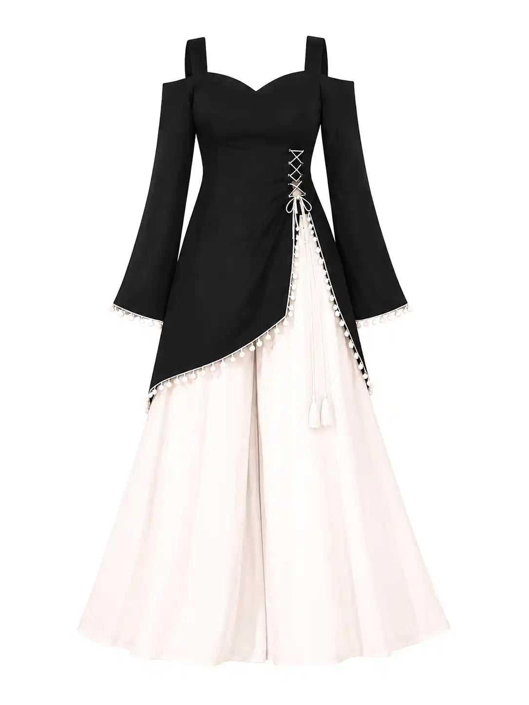 Black Sweetheart Neck Corset Kurti
