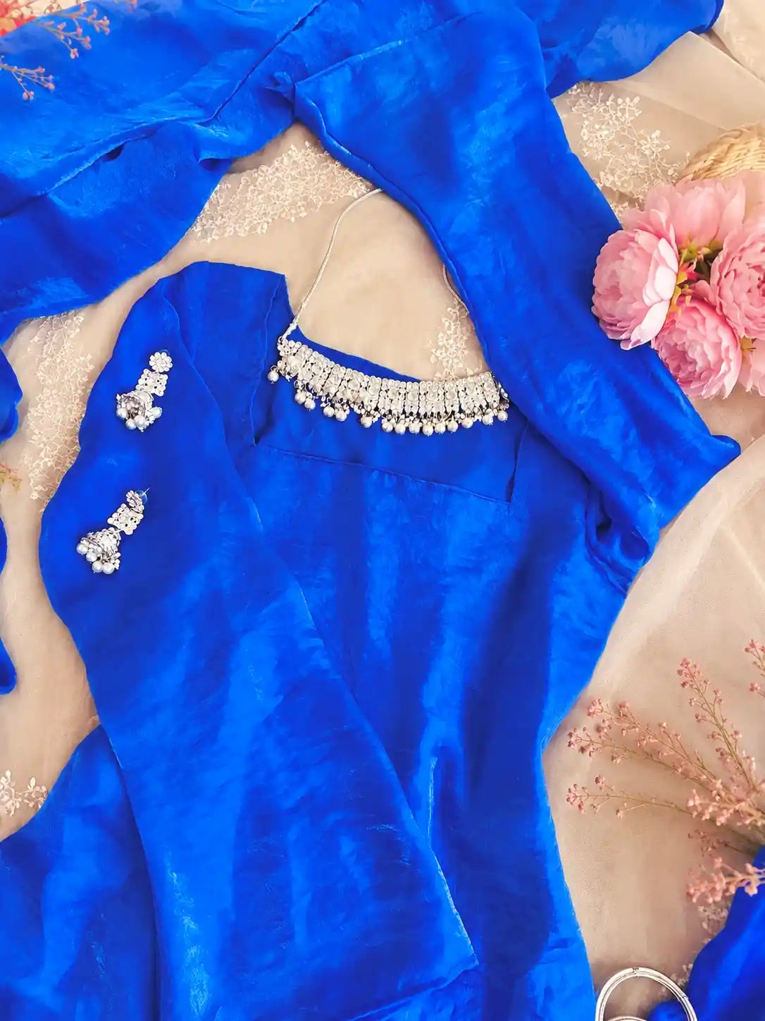 Royal Blue Solid Gulnaz Suit Set