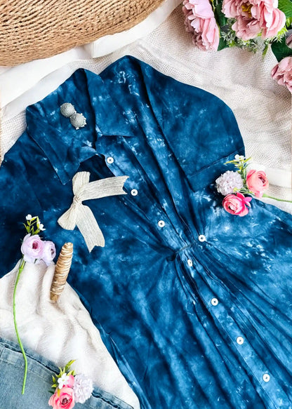 Indigo Blue Collar Dress - Passion for Fashion by Shivani