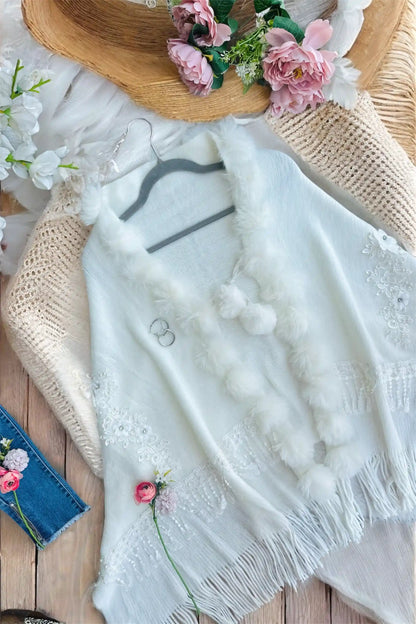 Soft White Fur Winter Cape