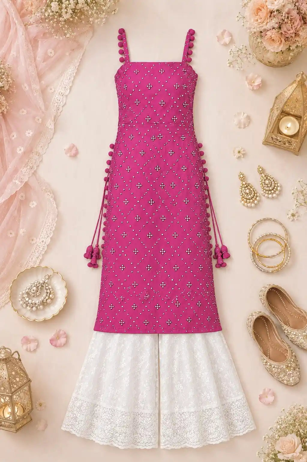 Gulnaz Fuchsia Bloom Embroidered Kurta