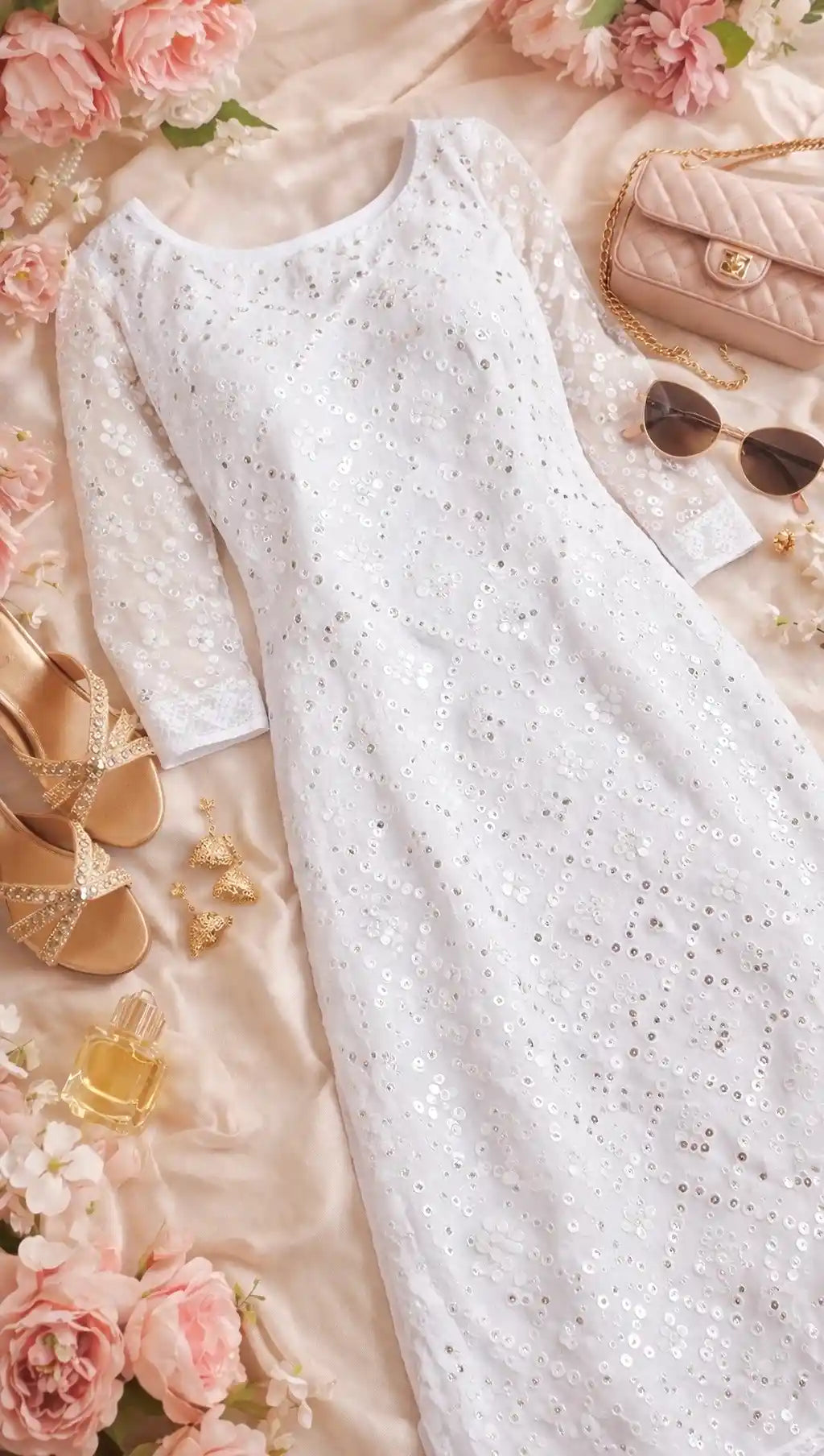 Soft White Mirror Gulnaz Kurta