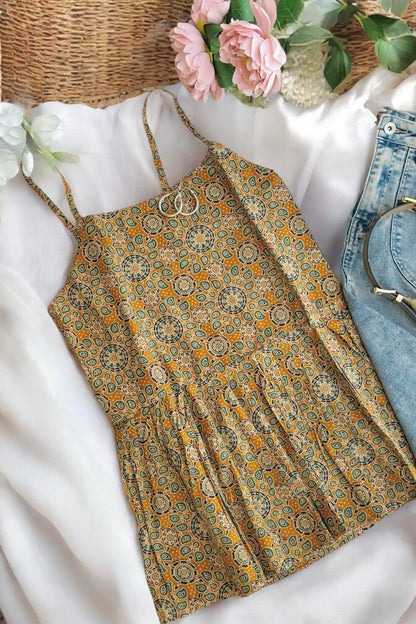 Soft Cotton Mustard Peplum Top