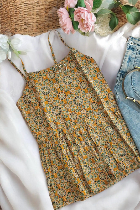 Soft Cotton Mustard Peplum Top