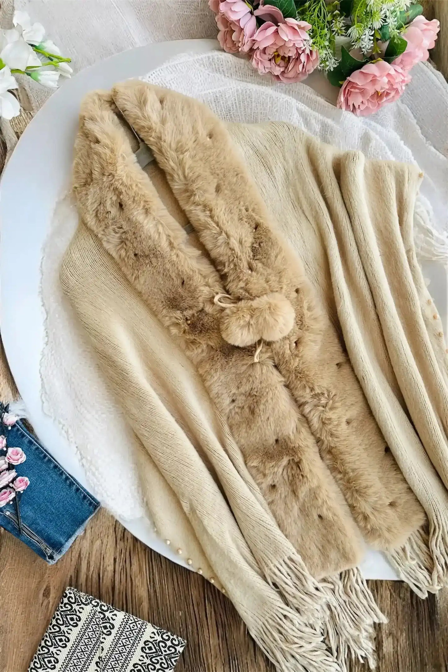 Brown Faux Fur Winter Cape