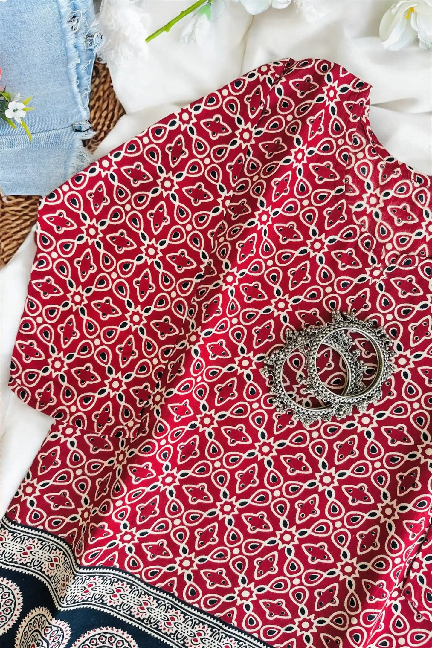 Maroon Kalamkari Short Kurta