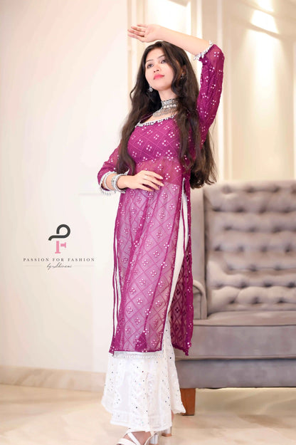 Shiraz Wine Gulnaz Embroidered Kurta