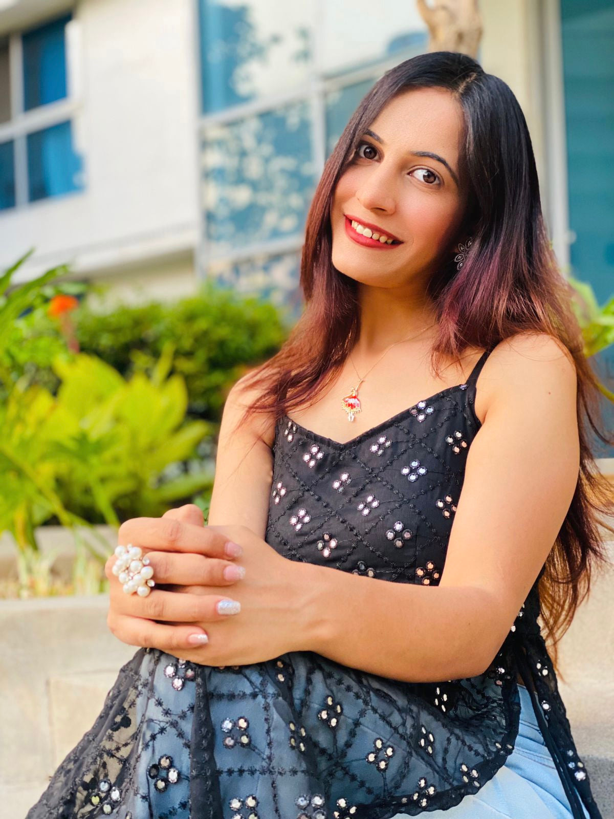 Chic Black Embroidered Mirror Kurta