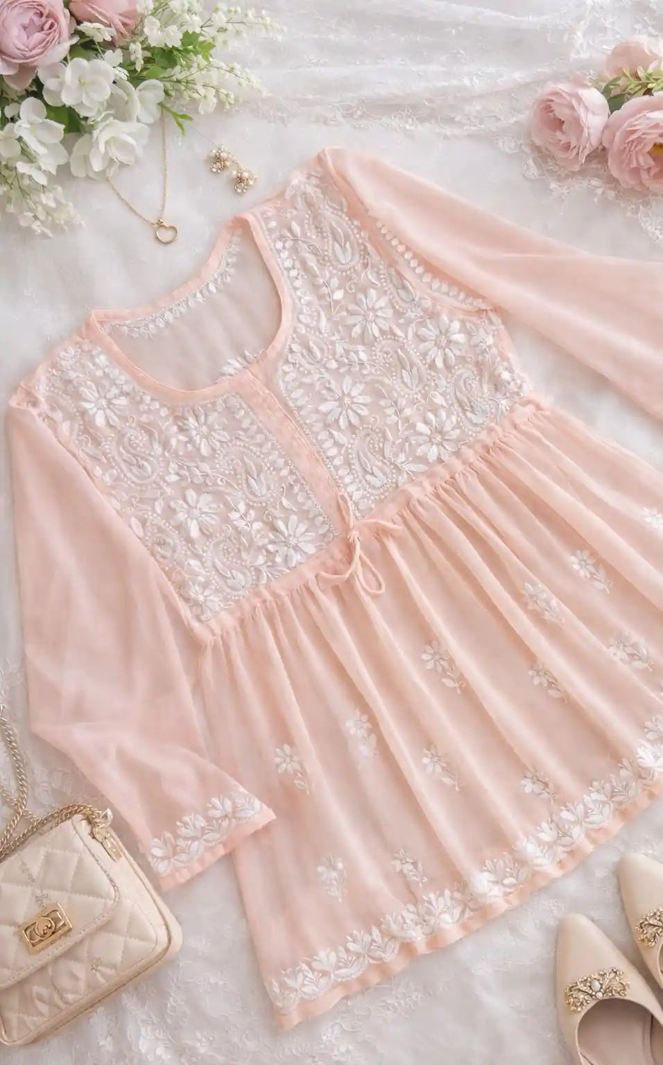 Dreamy Peach Short Chikan Top