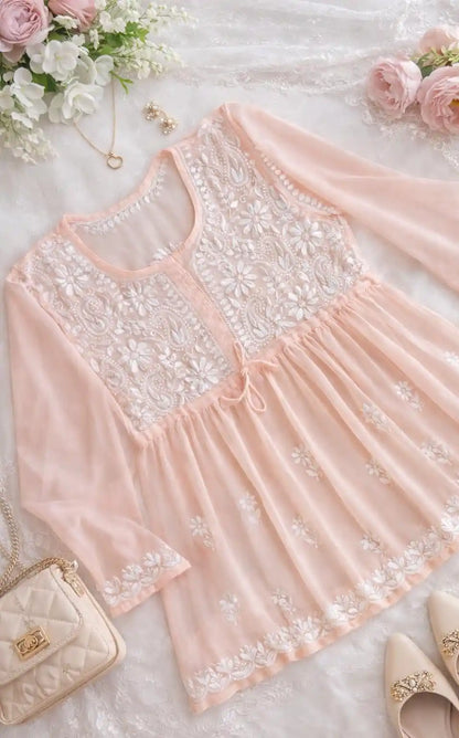 Dreamy Peach Short Chikan Top