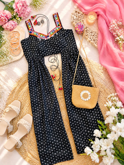 Black Bandhej Gamti Gulnaz Kurta