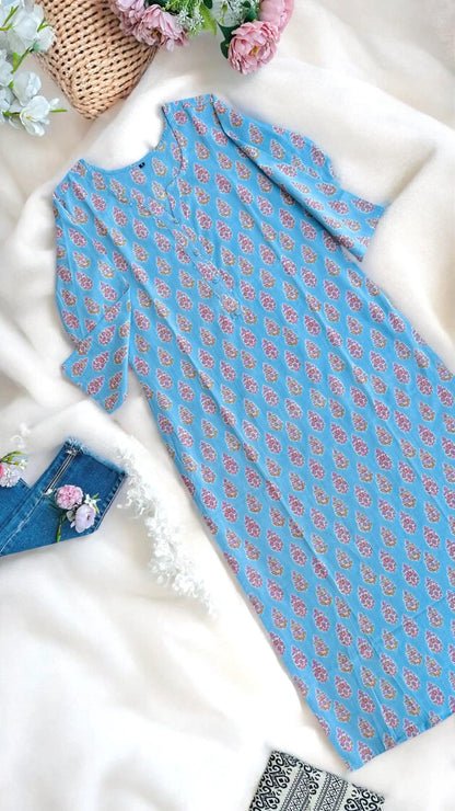 Blush Blue Mul Budget Kurta