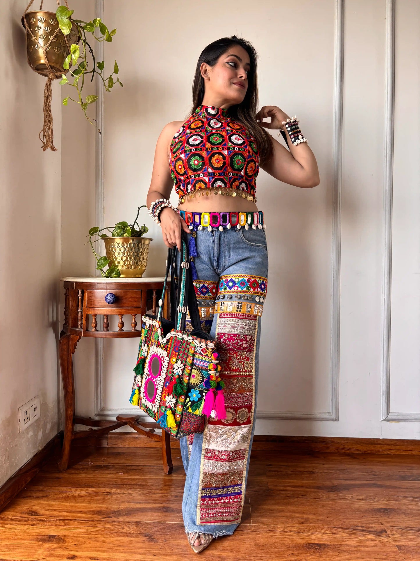 Embroidered Mandala Crop Top