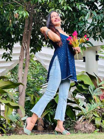 Blue Sequence Gulnaz Short Kurta