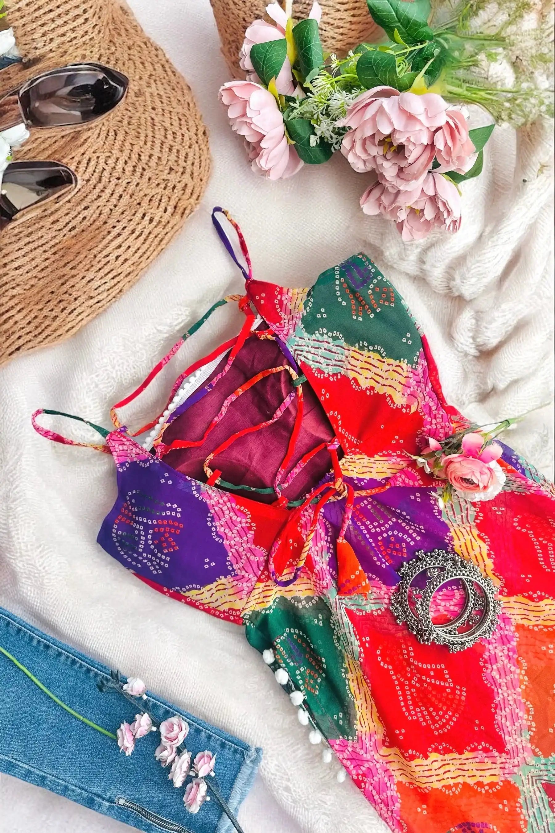 Bandhani Charm Back-Tie Top