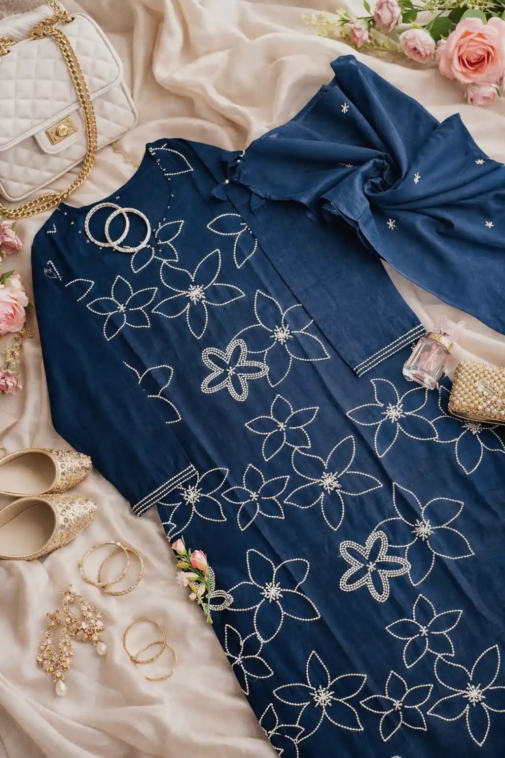 Meher’s Midnight Embroidered Suit Set