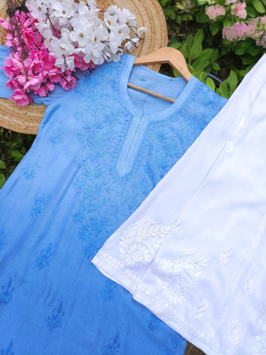 Blush Blue Chanderi Nazakat Kurta