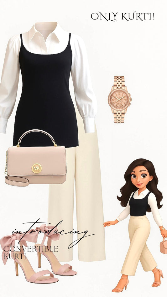 Zeeba Black Convertible Kurti