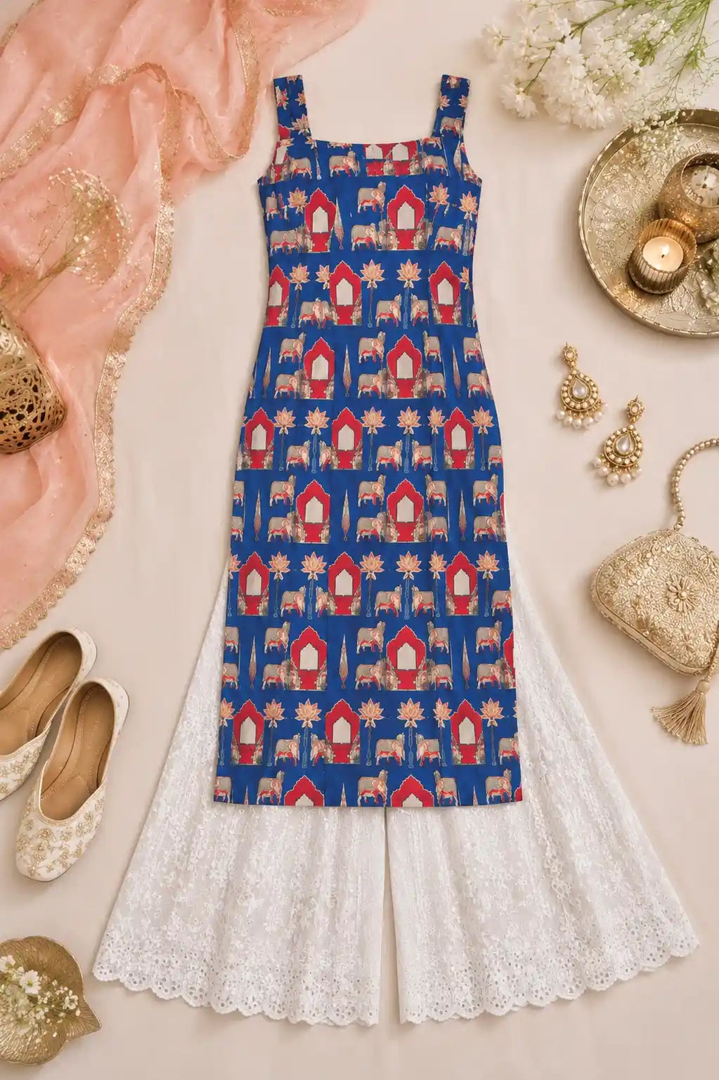 Blue Worli Shell Gulnaz Kurta