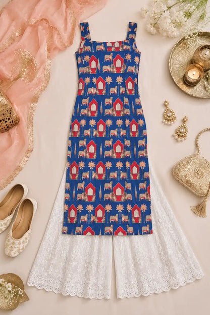 Blue Worli Shell Gulnaz Kurta
