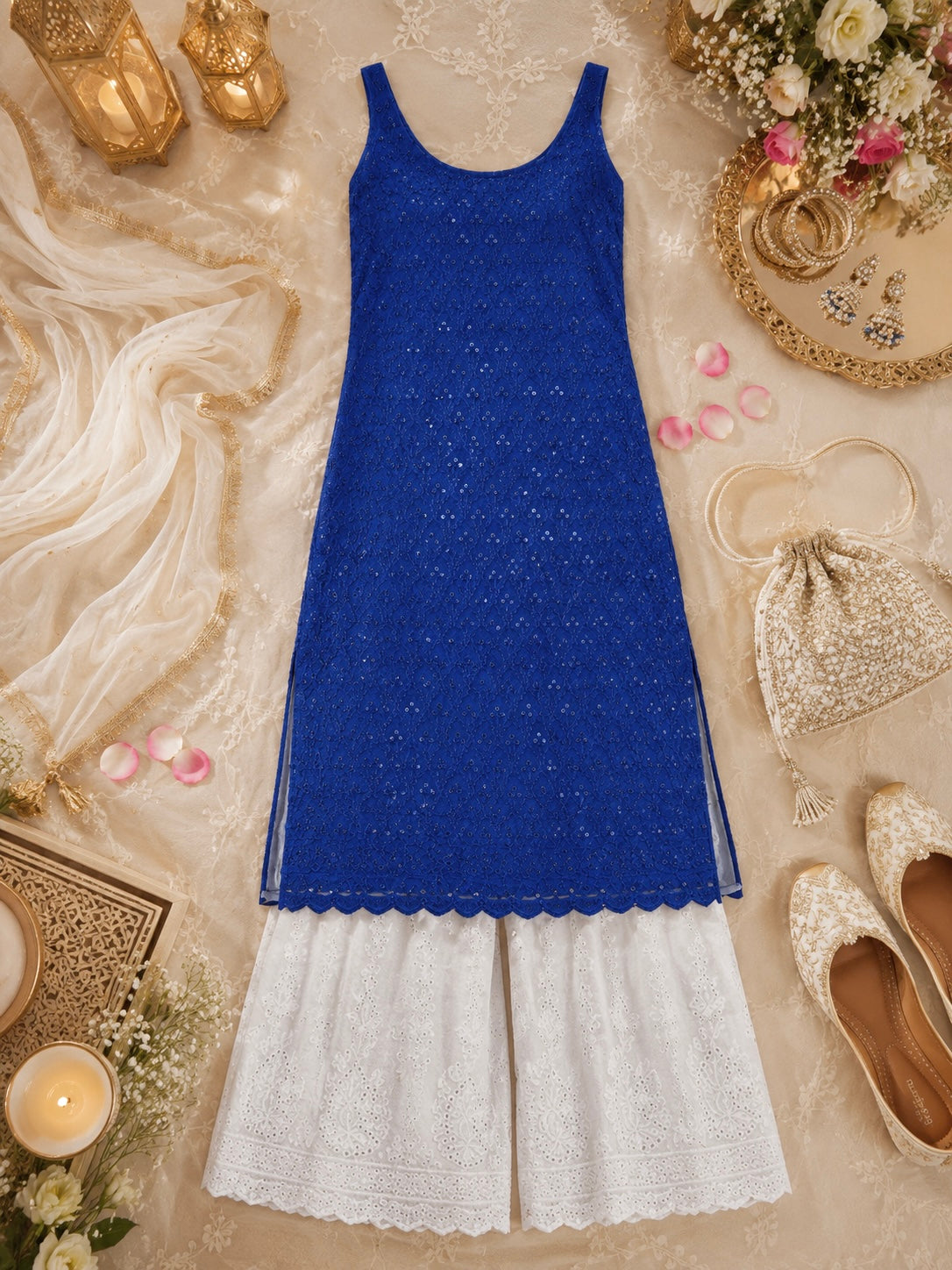 Asure Blue Sequence Gulnaz Kurta