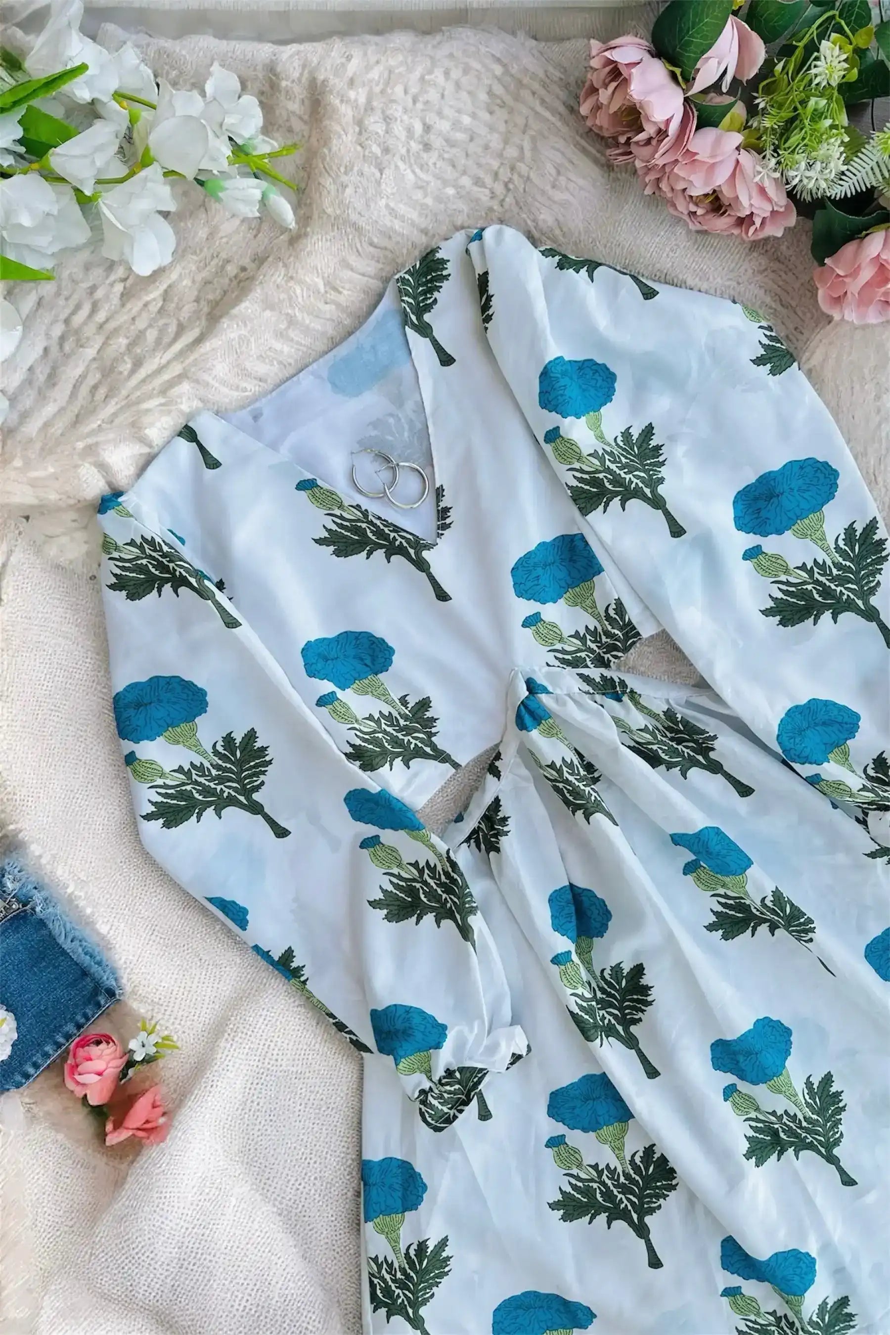 Dreamy White Handblock Twirl Dress - Passion for Fashion by Shivani
