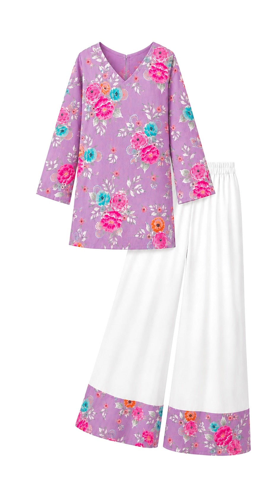 Lavender Blossom Printed Cord Set