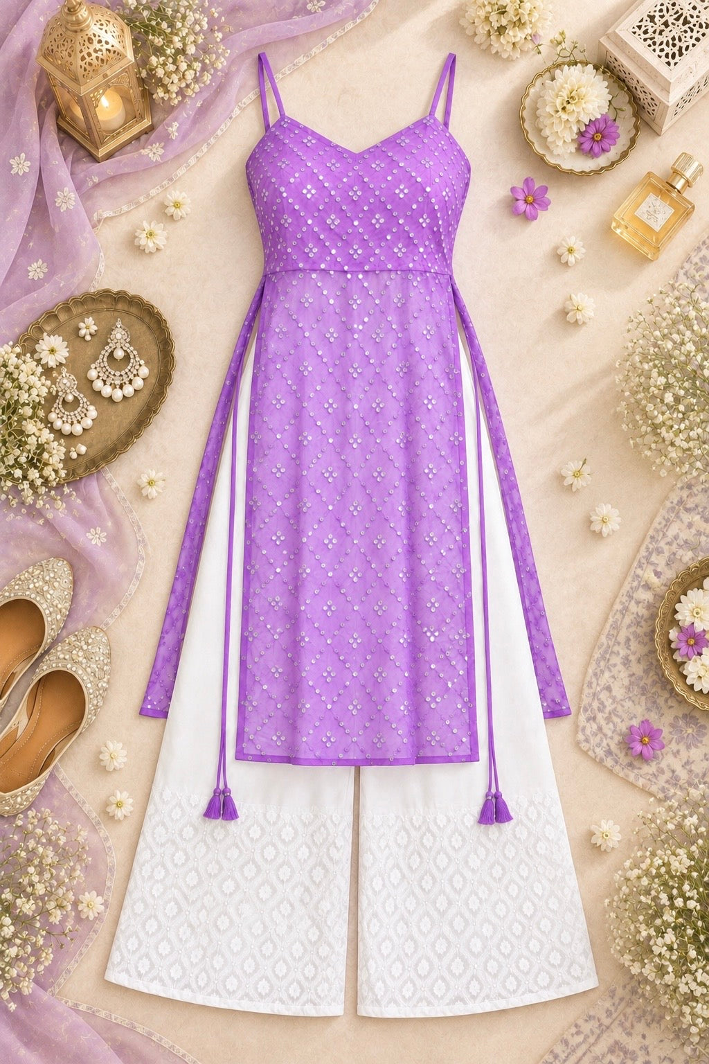 Gulnaz Lilac Hand Embellished Kurta