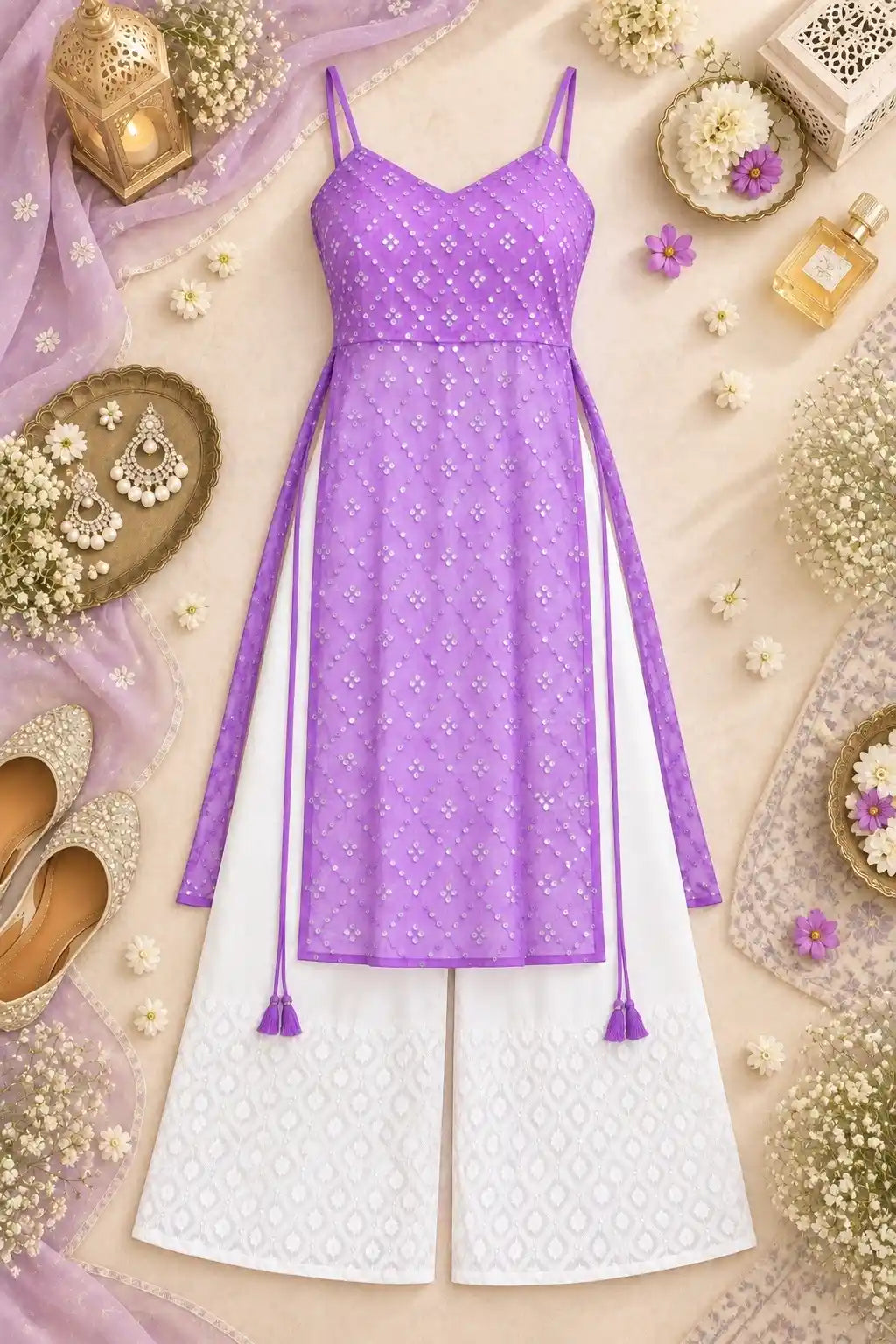 Gulnaz Lilac Hand Embellished Kurta