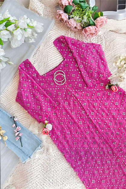 Sparkle Peach Mirror Gulnaz Kurta