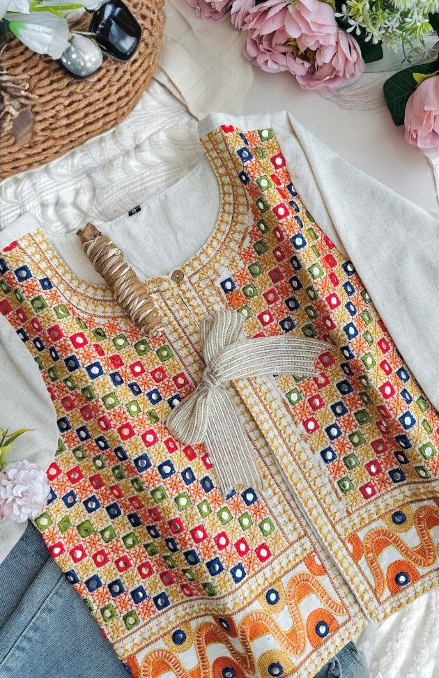 White Mirror Embroidered Jacket - Passion for Fashion by Shivani