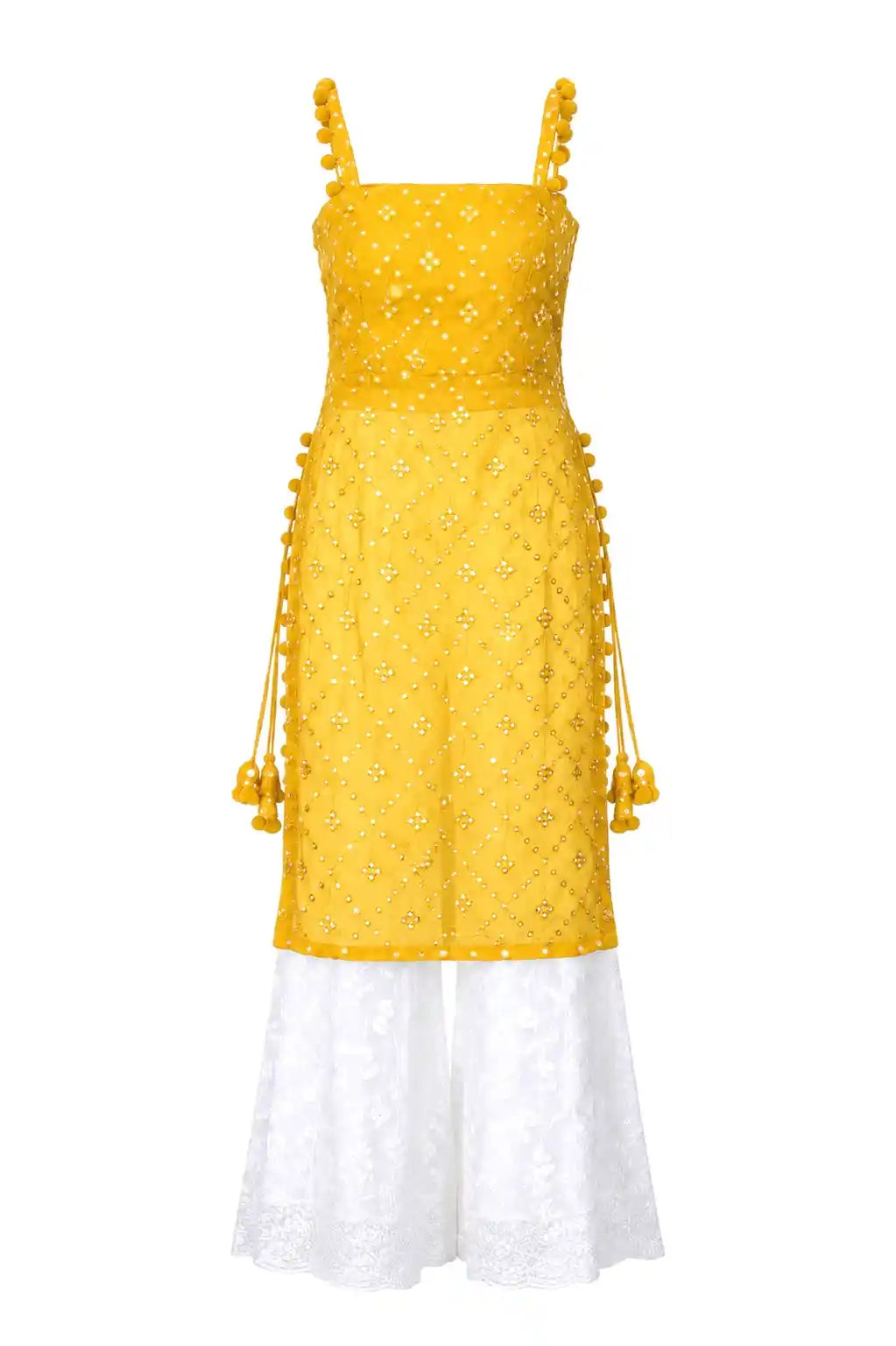 Shimmer Yellow Embroidered Gulnaz Kurta
