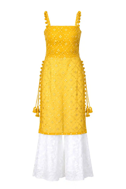 Shimmer Yellow Embroidered Gulnaz Kurta