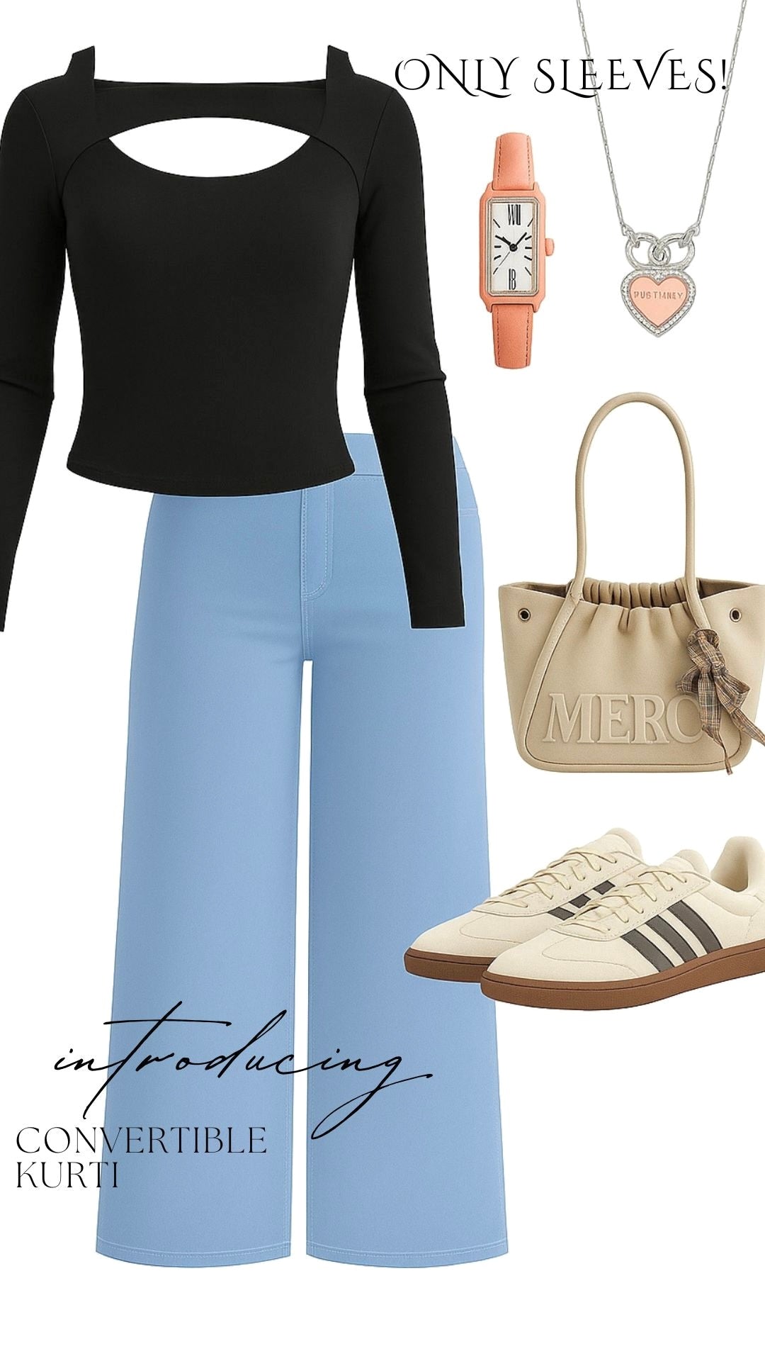 Zeeba Black Convertible Kurti