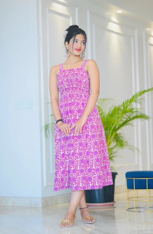 Jaipuri Pink Smoky Twirl Dress