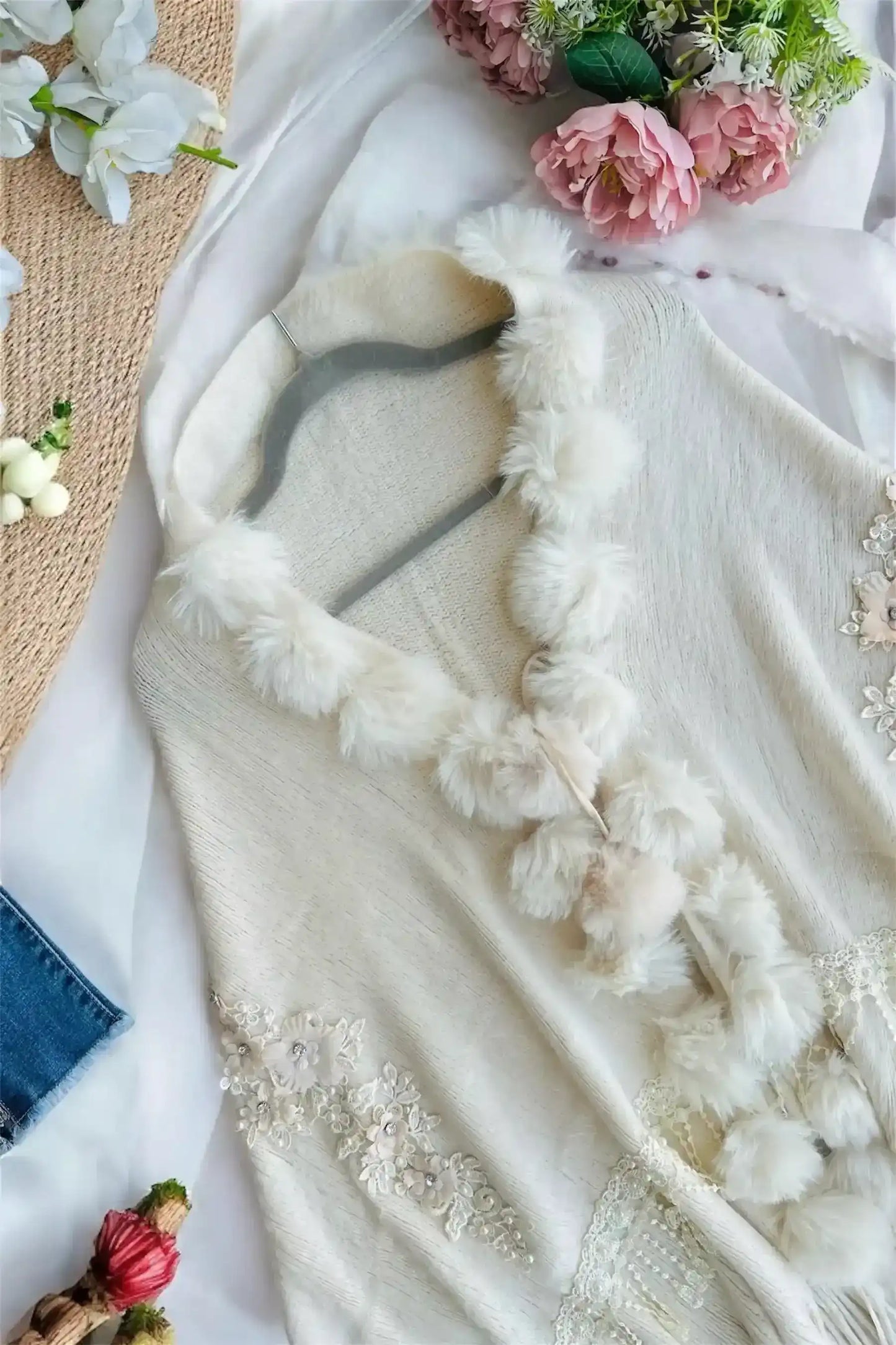 Soft Cream Fur Winter Cape