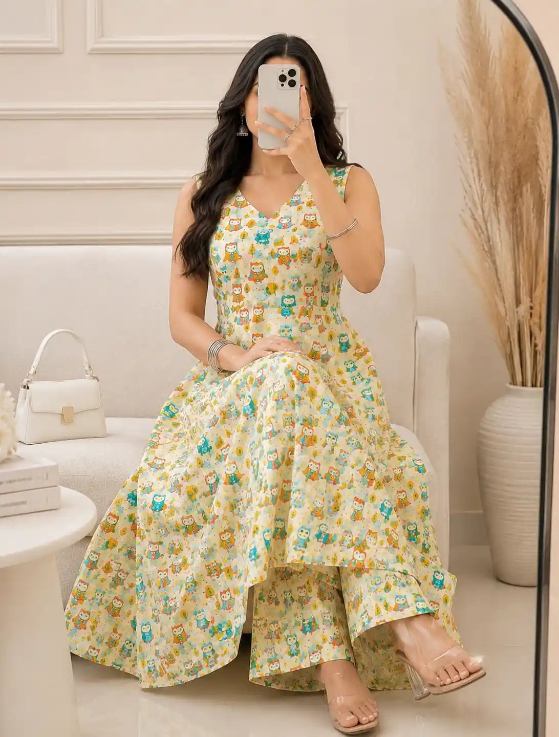 Meher Owly Print Ethnic Set