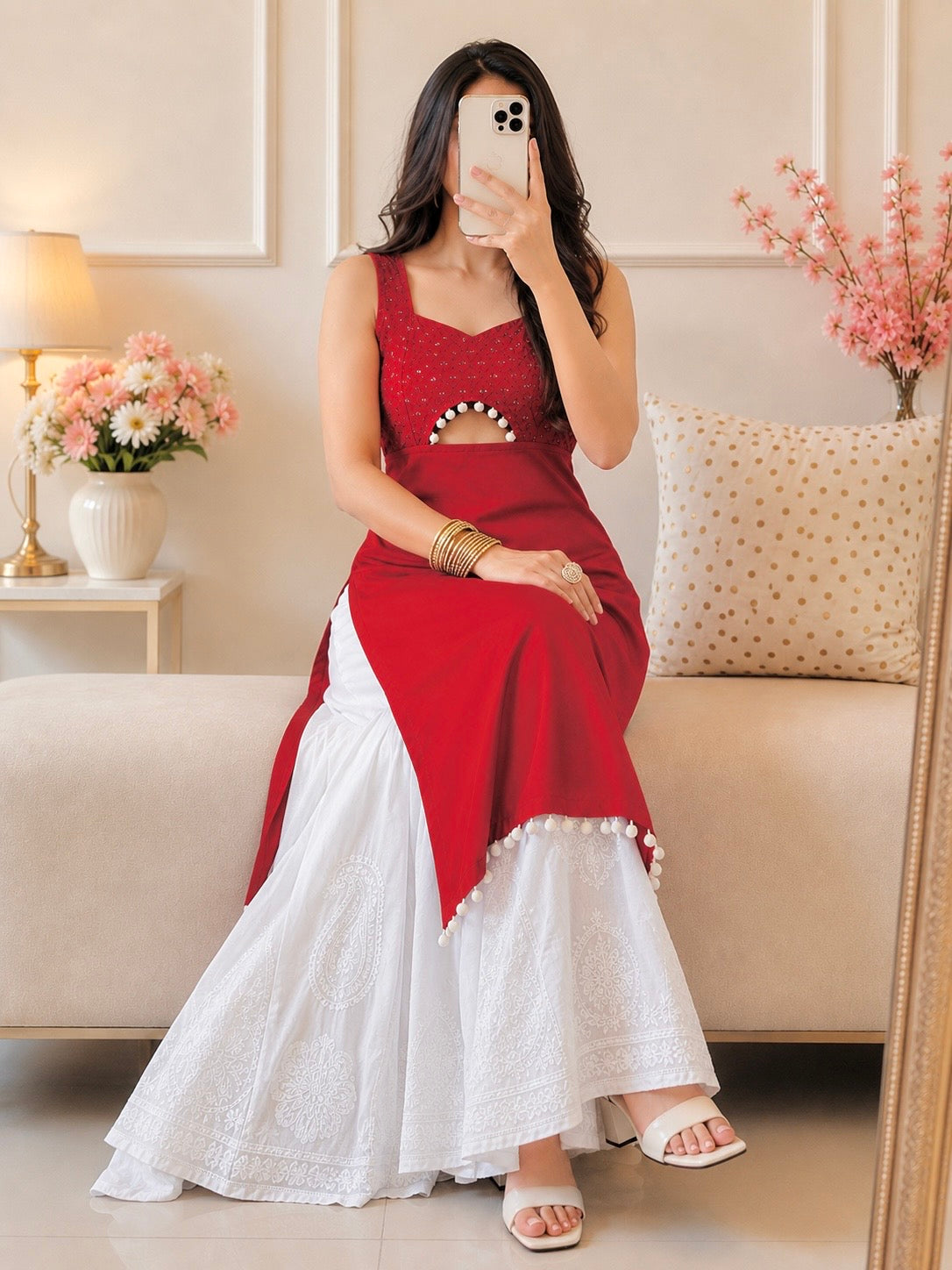 Rosey Maroon Embroidered Gulnaz Kurta