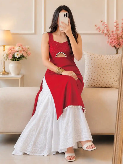 Rosey Maroon Embroidered Gulnaz Kurta