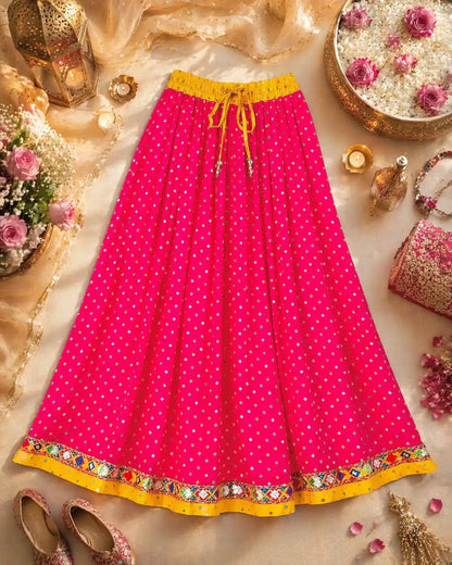 Jaipuri Pink Bandhej Twirl Skirt