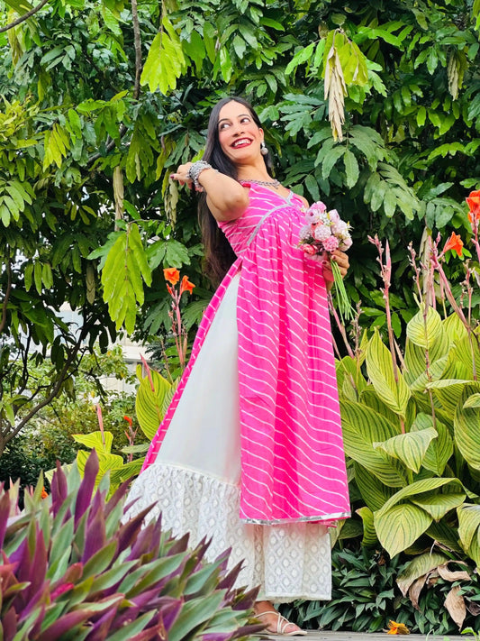 Blush Pink Lehriya Nyra Gulnaz Kurta