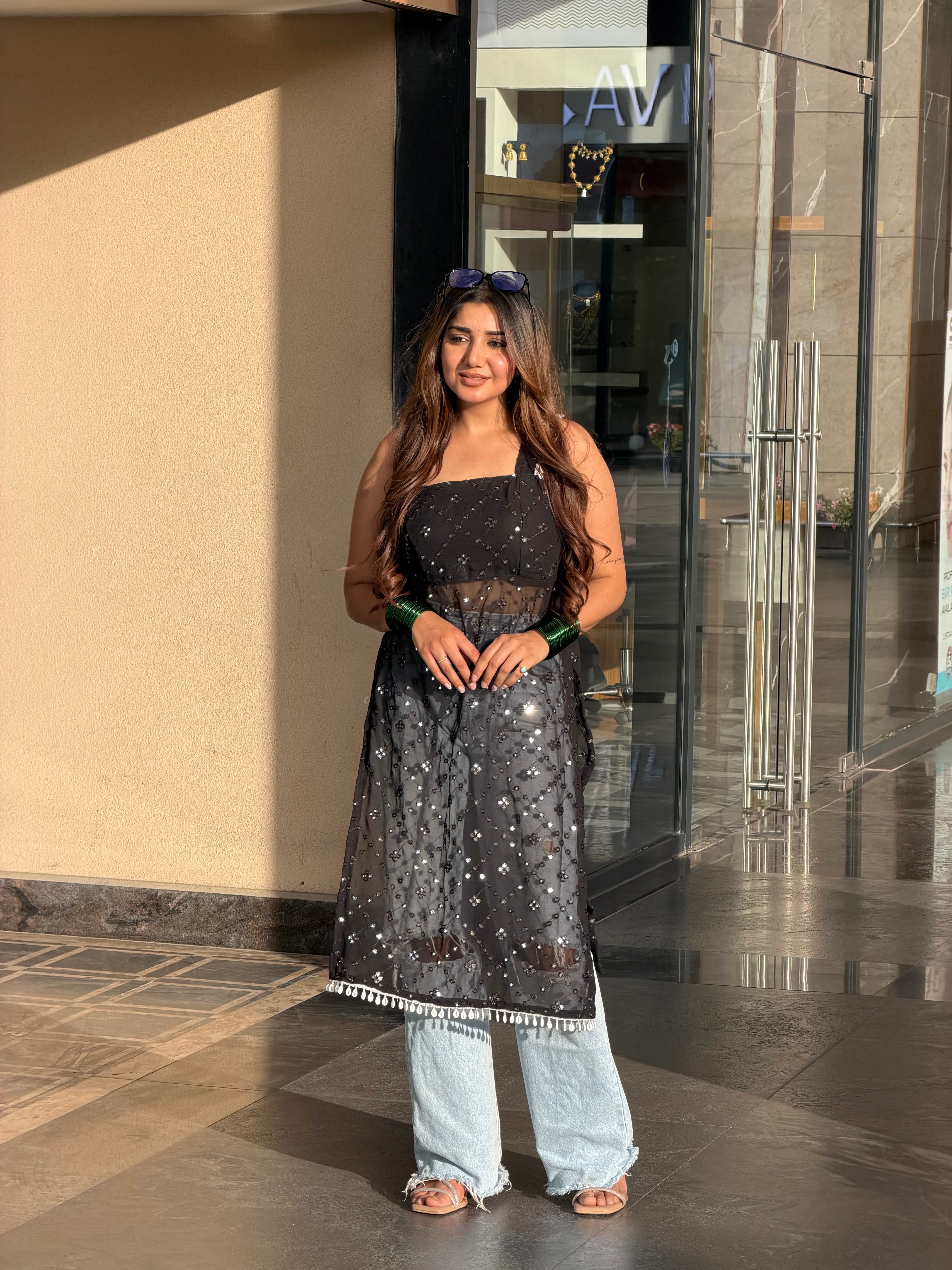 Muskan’s Mirror Embroidered Gulnaz Kurta