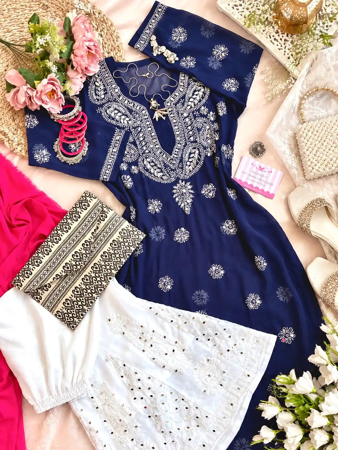 Classic Blue Rooh Chikan Kurta