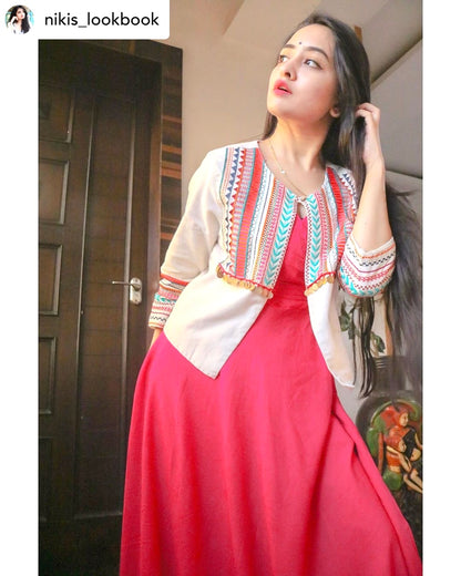 White Jaipuri Embroidered Jacket