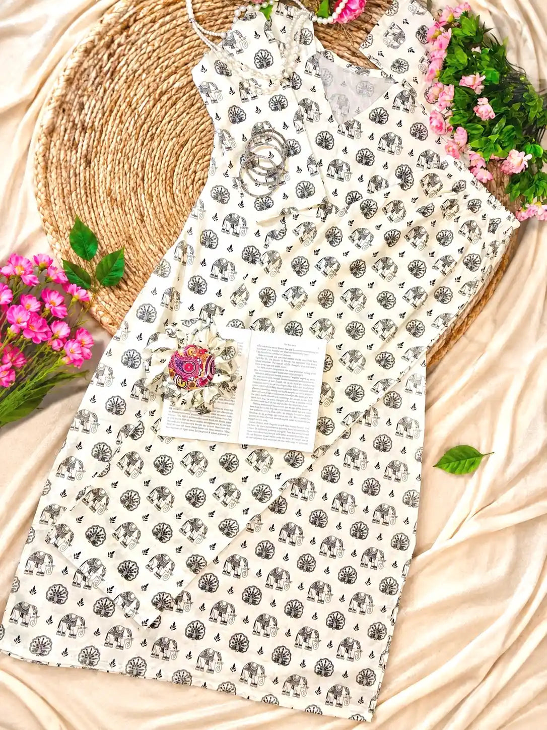 Meher Boho Elephant Print Ethnic Set